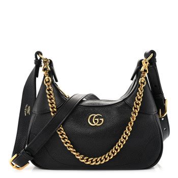 GUCCI Goatskin Small GG Aphrodite Shoulder Bag Black 